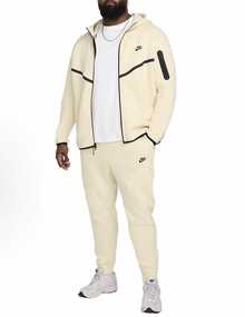 Nike Unisex Tech-Inspired Zip Hoodie Jogger Slim Fit Tapered Tracksuit With Cozy Lining Effortless Streetwear Outerwear For Men Women Sweatpants - Light Khaki Sweatpants - 查看 5