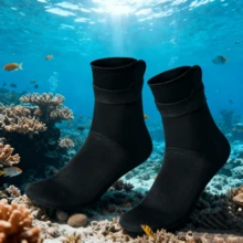1 Pair Long Diving Socks, 85% Nylon + 15% Spandex Material, Enhanced Grip In Wet And Slippery Environments, Improved Diving Comfort, Adult Diving Socks - Black - View 11
