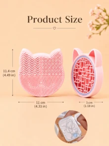 2-In-1 Silicone Makeup Brush Cleaning Pad With Brush Drying Rack, Portable Cat-Shaped Makeup Brush Cleaning Pad, Manual Makeup Brush Cleaning Machine - Multicolor - View 11