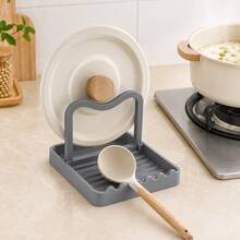 1pc Multifunctional PP Pot Lid Holder & Utensil Tray, Kitchen Countertop Spoon/Spatula/Ladle Storage Tray - Multicolor - View 2