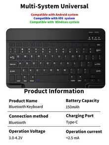 Keyboard Protective Case For Samsung Galaxy Tab And Pad SE, With Detachable Wireless Bluetooth Keyboard (150mAh) And Pen Slot - Black - View 7