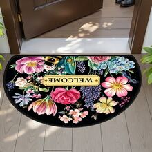 1pc Vibrant Bohemian Mandala Entry Mat - Washable, Lightweight Durable Polyester Doormat, Colorful Floral And Bee Semi-Circle Design, Perfect For Indoor/Outdoor Use, Entry Mat | Bohemian Style Mat | Machine Washable Mat, Washable Area Rug, Home Decor Carpet - Multicolor - View 16