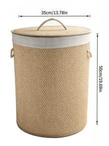 Round Rattan Laundry Basket With Lid, Large Breathable Woven Hamper With Detachable Liner & Rope Handles, Dustproof Clothes Storage Bin For Bedroom Bathroom Balcony, Perfect For Adult Family Daily Garment Sundry Organizing - Multiple Specifications - View 11