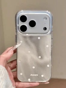 Casing Ponsel Minimalis Lucu Motif Aurora Laser Polka Dot Kompatibel dengan iPhone 17 Pro Max 17 Pro 13 14 15 16 Pro Max Plus 17 16 15 13 Fashion Tahan Guncangan Glitter Asimetris Efek Gelombang Air Mengkilap - Kuning muda - View 3