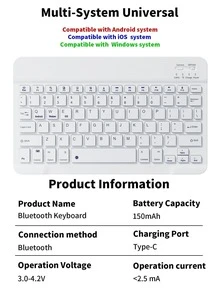 Teclado inalámbrico Bluetooth desmontable (150mAh) con ranura para bolígrafo y funda protectora compatible con Samsung Galaxy Tab, Pad SE (Negro) - Negro - Ver 7
