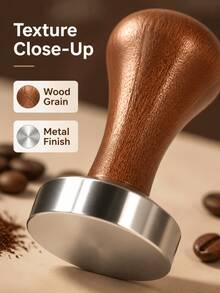 SMEGGEMS 51/53/58mm Coffee Tamper, Powder Press Hammer, Coffee Machine Handle Filling Device, Stainless Steel Coffee Powder Press, High Quality, Handmade, Suitable For Espresso Machine - Brown - View 6