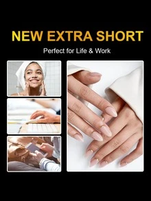 HOTWAY 450 Ultra Short Medium Ladder Oval Acrylic Matte Fake Nails, Square And Short Medium Almond, 15 Sizes, Coffin Shaped Nail Patch, Essential For DIY Care, Perfect Gift For Women, Birthdays, Festivals Or Any Special Occasion - Transparent Frosted White - View 10