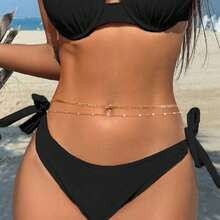 Cinturón de cadena de cintura de doble capa de oro para mujeres, cadena de Body de vientre ajustable de hueso de serpiente & cuentas, decoración de bikini de playa de verano, joyería de cintura - Oro amarillo 6 - Ver 11