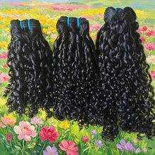 BINF Pixie Curly Human Hair Bundles 14-24 Inch Brazilian Remy Human Hair Weave Double Weft For Women Human Hair Extensions Daily Use Party Easy Change Hairstyle - Natural Black - View 7