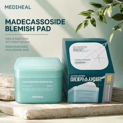 Medicube MEDIHEAL Madecassoside Blemish Pad 100 Pads Korean Skincare, Soothing Toner Pads With Madecassoside & Hyaluronic Acid, Hydrating Facial Pads For Clear Smooth Skin