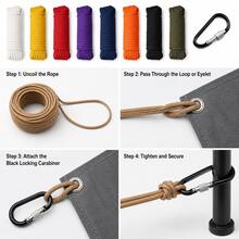 Tali Paracord 4mm, Tali Panjat Tebing dan Penarik Parasut Multifungsi untuk Aktivitas Luar Ruangan, Perlengkapan Evakuasi dan Bertahan Hidup, Paracord Kepang Tangan - tali panjat + gesper - View 2