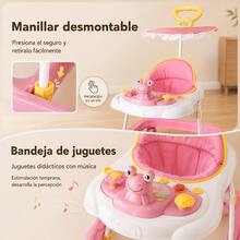 Baby Stroller With Canopy, Convertible High Chair, Adjustable Height - Pink - View 9