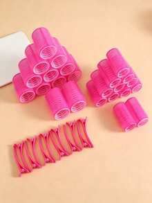 Self-Adhesive Hair Roller Set, Includes 6 Hair Rollers And 6 Hair Clips, Salon-Grade Curling Device, Suitable For DIY Hairstyle Design, Heatless Hair Curlers - Coffee Brown - View 4
