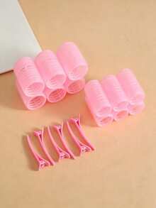 Self-Adhesive Hair Roller Set, Includes 6 Hair Rollers And 6 Hair Clips, Salon-Grade Curling Device, Suitable For DIY Hairstyle Design, Heatless Hair Curlers - Coffee Brown - View 5