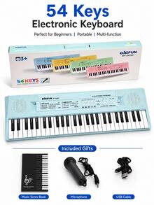54-Key Electronic Keyboard With Microphone, Multi-Function Beginner Keyboard Instrument, Dual Power Supply, Plug-In And Battery Dual Use, Portable Home Performance, Music Practice And Daily Playing Instrument - Multiple Options Available (upgraded Packaging) - View 17