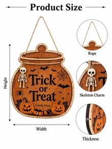 Dekorasi Gantung Kreatif Halloween Baru, Hiasan Pintu Kayu Datar Bergambar, Dekorasi Liburan - MultiWarna - View 3