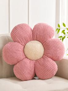 1pc Solid Color 6-Petal Flower Shaped Plush Decorative Pillow, Soft Ribbed Texture Filled Cushion, Suitable For Sofa, Bed, Bedroom And Living Room Decor, Cozy Home Arrangement And Housewarming Gift - Multicolor - View 18