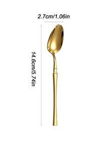2/4/6/12pcs Stainless Steel Tea Spoons Coffee Spoons Stirring Spoons Suitable For Cafes, Afternoon Tea, Hotels, Restaurants, Etc. - Gold - View 2