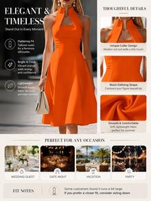 Ladies' Summer Solid Color Elegant Off Shoulder Dress Date Wedding White Slightlytranslucent - Orange - View 6