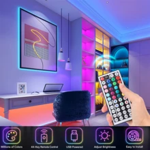 Lampu Strip LED RGB 44 Tombol dengan Remote Kontrol USB, Dapat Diredupkan dan Mengubah Warna dengan Warna Kustom DIY, Pita LED Perekat untuk Dekorasi Rumah, Lampu Latar TV, Pencahayaan Ambient Kamar Tidur & Ruang Tamu - Strip LED 44k-3535 - View 8