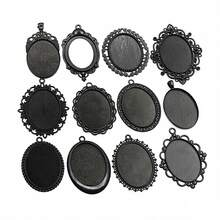 2pcs 30x40mm Inner Size Black Alloy Metal Oval Pendant Cabochons Blank Base Setting Bezel Tray DIY Jewelry Making Accessories - Black - View 7