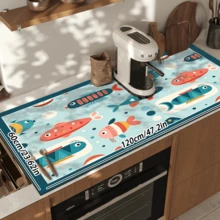 1pc Dish Drying Mat, Coffee Machine Mat, Nordic Style Cute Fish Pattern Dish Drying Mat, Absorbent Quick-Drying Non-Slip Drainage Mat, Scratch-Resistant Table Mat, Kitchen Countertop Bowl & Plate Drainage Mat, Multi-Functional Heat-Insulating Mat, Holiday Home Desktop Protection Mat, Multi-Purpose Desktop Absorbent Drying Mat, Room Desktop Protection Mat, Holiday Gift, Kitchen Decor - XYLSD-769 - View 16