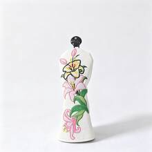 Lily Flower Embroidered Golf Club Head Cover, Wear-Resistant Waterproof PU Fabric, Wood Club Head Protective Cover, Golf Accessories - White - View 7