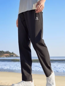 CAMEL CROWN Men's Summer Quick-Dry Sports Pants, Breathable Elastic Straight Leg Joggers, Suitable For Running And Casual Wear - Phantom Black - View 1
