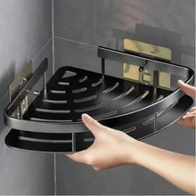 2pcs Space Aluminum No-Drill Wall Corner Storage Rack, Kitchen Bathroom Wall-Mounted Spice Rack, Multi-Layer Corner Organizer - Silver - View 11