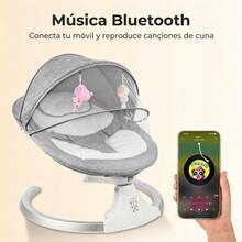 Smart Electric Baby Rocker With 5 Speeds, Bluetooth Music, And Mosquito Net - Grey - View 5