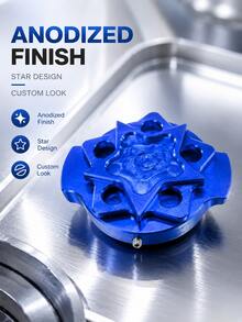 Motorcycle Water Tank Cap Cover, 1pc Universal Full Cnc Aluminum Alloy Radiator Cap Decorative Cover, Anodized Star Design Coolant Tank Lid Cover, Radiator Filler Cap Trim, Motorbike Scooter Modification Accessory For Nmax Aerox Pcx Adv Click - A - View 7