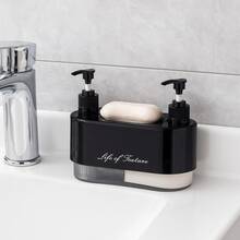 Double Pump Head Soap Dispenser Plastic Detachable Press Soap Dispenser Free Perforation Thickened Shampoo Bottle Restaurant - White 1pc - View 5