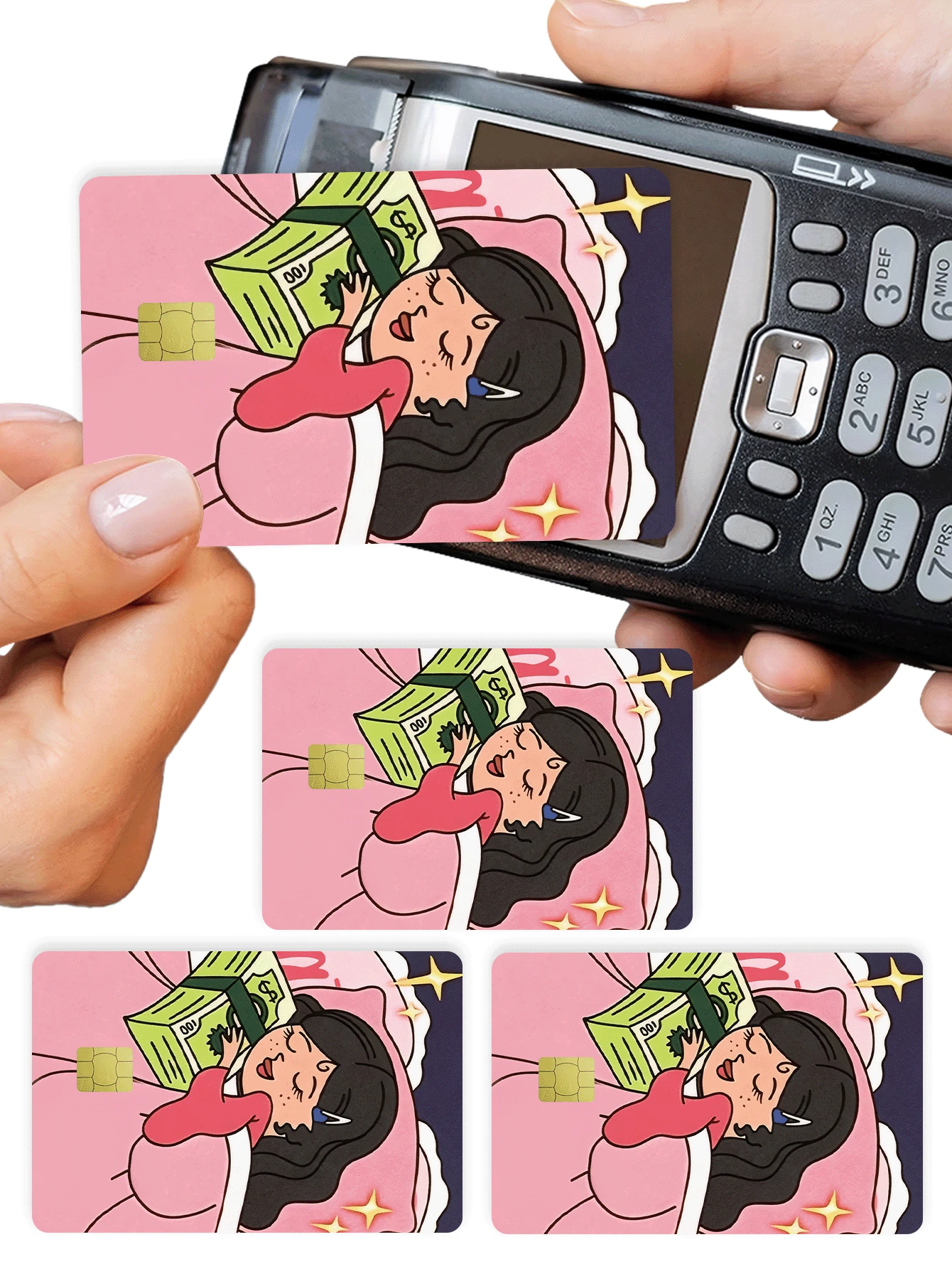 1pc Girly Credit Card Sticker Privacy Protection Card Skin, Wealth Birthday Gift PVC Material Anti-Fingerprint Anti-Scratch Wear-Resistant Card Sleeve, Suitable For Men, Women, Couples, Small Chip Card, Bank Card, Credit Card, Transportation Card, Student Campus Card Personalized DIY - Type a - View 1