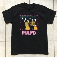 Pulp Band Poster Member Graphic T Shirt, Black Unisex Cotton Casual Tee Available In All Sizes For Britpop Fans - 黑色 - 查看 1