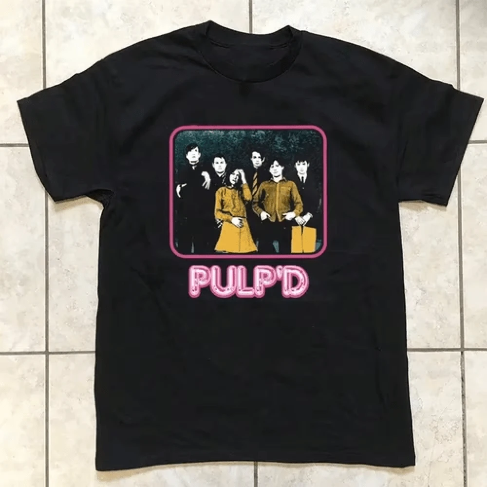 Pulp Band Poster Member Graphic T Shirt, Black Unisex Cotton Casual Tee Available In All Sizes For Britpop Fans - 黑色 - 查看 1