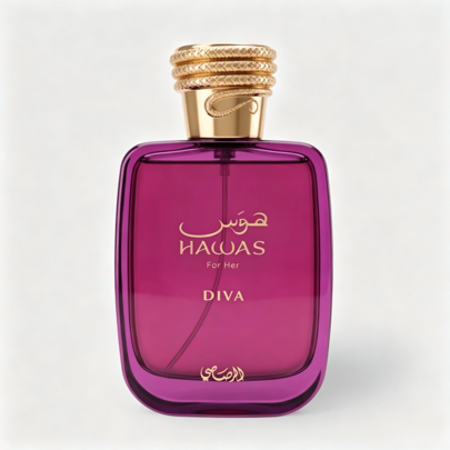 Rasasi Hawas Diva | Frutal, Floral, Ámbar, Almizclado - Eau de Parfum en spray, fragancia de larga duración para mujer, 3.38 onzas / 100 ml