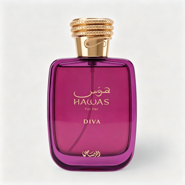 Rasasi Hawas Diva | Frutal, Floral, Ámbar, Almizclado - Eau de Parfum en spray, fragancia de larga duración para mujer, 3.38 onzas / 100 ml