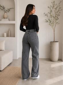 Women Jeans - 灰色 - 查看 3