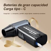 Soplador de polvo turbina portátil UTIEER recargable, ventilador de alta velocidad, incluye 7 accesorios: boquillas intercambiables y cepillos de limpieza, flujo de aire potente multiusos para automóvil, teclado, limpieza del hogar y actividades al aire libre - Negro - Ver 7