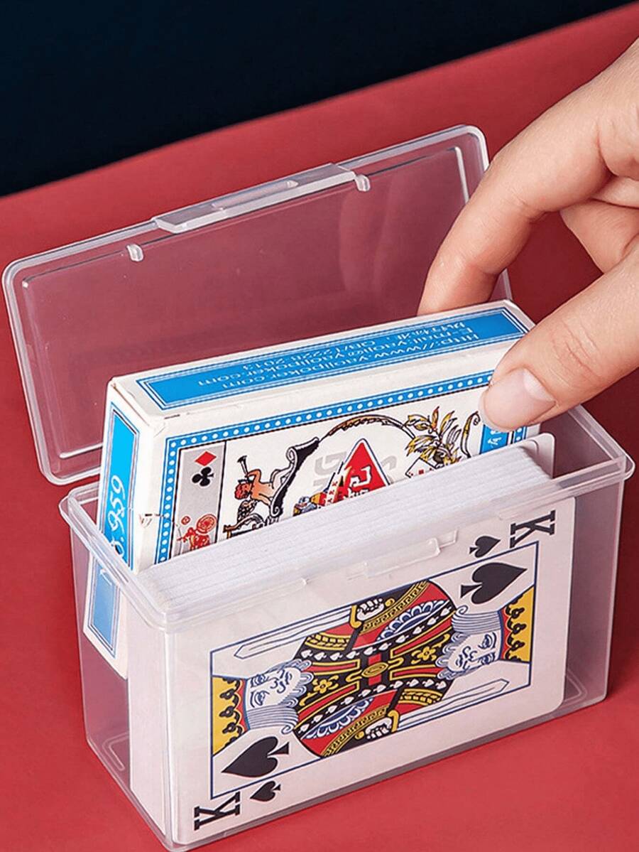 Caja de almacenamiento de tarjetas de plástico, caja de almacenamiento de tarjetas de intercambio de plástico transparente, caja de almacenamiento de tarjetas de béisbol, fundas de tarjetas de plástico transparente suave, diseño de ranura de carga superior, adecuado para tarjetas graduadas, mazos - transparente - Ver 1