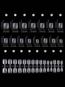 HOTWAY 450 Ultra Short Medium Ladder Oval Acrylic Matte Fake Nails, Square And Short Medium Almond, 15 Sizes, Coffin Shaped Nail Patch, Essential For DIY Care, Perfect Gift For Women, Birthdays, Festivals Or Any Special Occasion - Transparent Frosted White - View 14