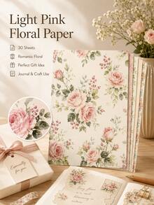 1pc Hot Ins Style Scrapbook Background Paper, 30 Sheets(15 Styles, 2 Sheets Per Style), Vintage Floral Texture Decorative Craft Paper, Journal Cover DIY Handmade Supplies. - Western Floral Pattern - View 7