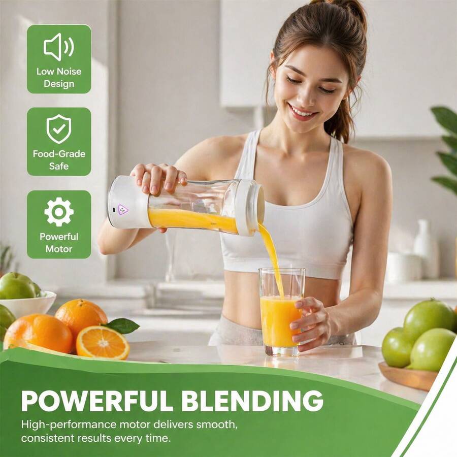 Portable Blender | Cordless | 24-Oz. Vessel | Personal Mixer For Shakes & Smoothiee | Leakproof Lid & Sip Spout | USB-C Rechargeable | White | - 0.5L-1L - View 1