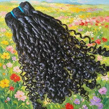 BINF Pixie Curly Human Hair Bundles 14-24 Inch Brazilian Remy Human Hair Weave Double Weft For Women Human Hair Extensions Daily Use Party Easy Change Hairstyle - Natural Black - View 6