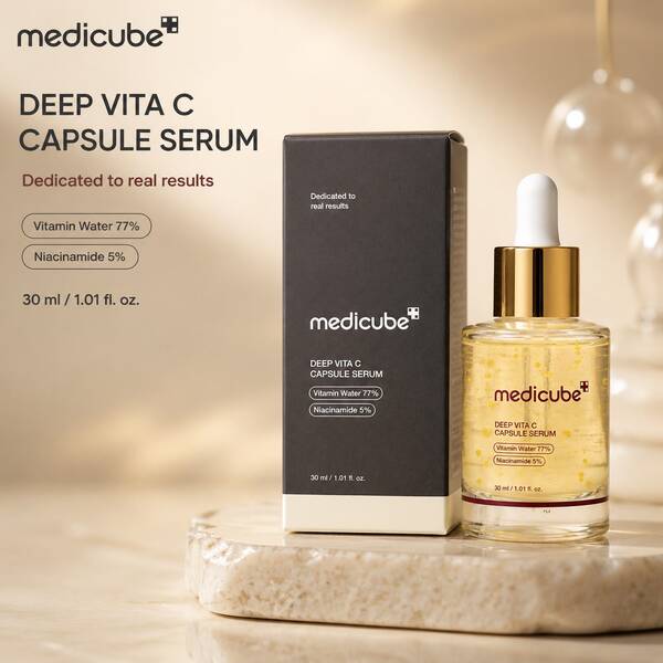 MEDICUBE Deep Vita C Capsule Serum 30ml Korean Skincare, Vitamin C Brightening Face Serum With Niacinamide 5%, Hydrating Glow Serum For Radiant Even Skin Tone