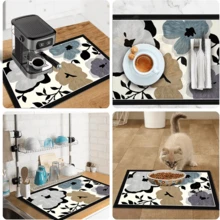 1pc Dish Drying Mat, Coffee Machine Mat, Luxury Artistic Floral Dish Drying Mat, Absorbent Quick-Drying Stain-Resistant Easy-To-Clean Kitchen Countertop Protector, Dining Table Heat-Insulating Mat, Multi-Purpose Tabletop Absorbent Drying Mat For Holiday Home Use, Room Desk Protector, Holiday Gift, Kitchen Decor - XYLSD-764 - View 11