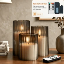 3pcs Remote Control Flameless LED Pillar Candles, Decorative Realistic Candles With Simulated Flickering Light, Smokeless, Suitable For Holiday Home Decor - LED Pillar Candles - View 14