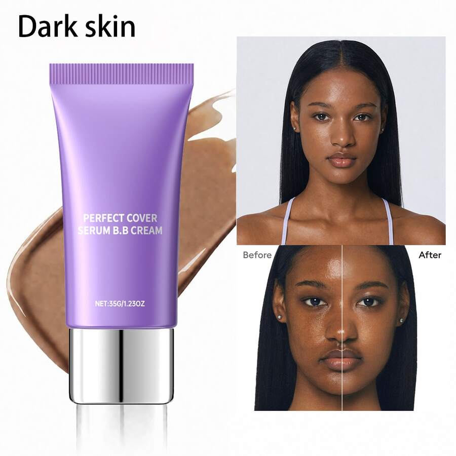 zephoco Perfect Cover Serum BB Cream Dark Skin- Tan/Deep With Warm Undertone, Skin Tint, Tinted Moisturizer, Skin Care Foundation Makeup, Korean Makeup - Dark Skin - View 1