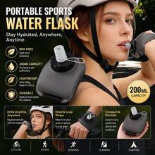 200ml Portable Sports Water Bottle, Only 35mm Thin When Full, 98g Ultra-Light, Silicone Material, Odorless, Hook And Loop Strap Suitable For Wrist, Bicycle Or Backpack, Bite Valve Design For Easy One-Handed Drinking, Suitable For Cycling And Running - Multicolor - View 2