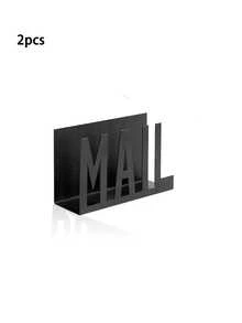 Modern Black Metal Mail Organizer - Hollow Letter Design, Desktop File And Envelope Storage Rack, Home Or Office Decor - Multicolor - View 14